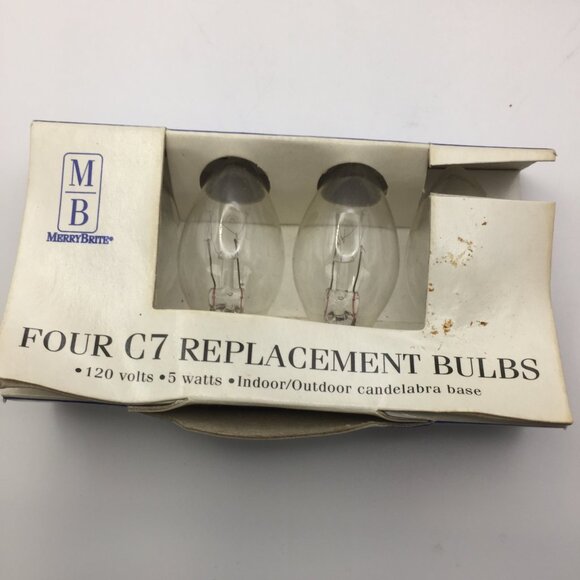 Merry Brite Holiday Time C7 Clear Glass Light Bulbs 120V Candelabra Base 4 Pack - Picture 6 of 6